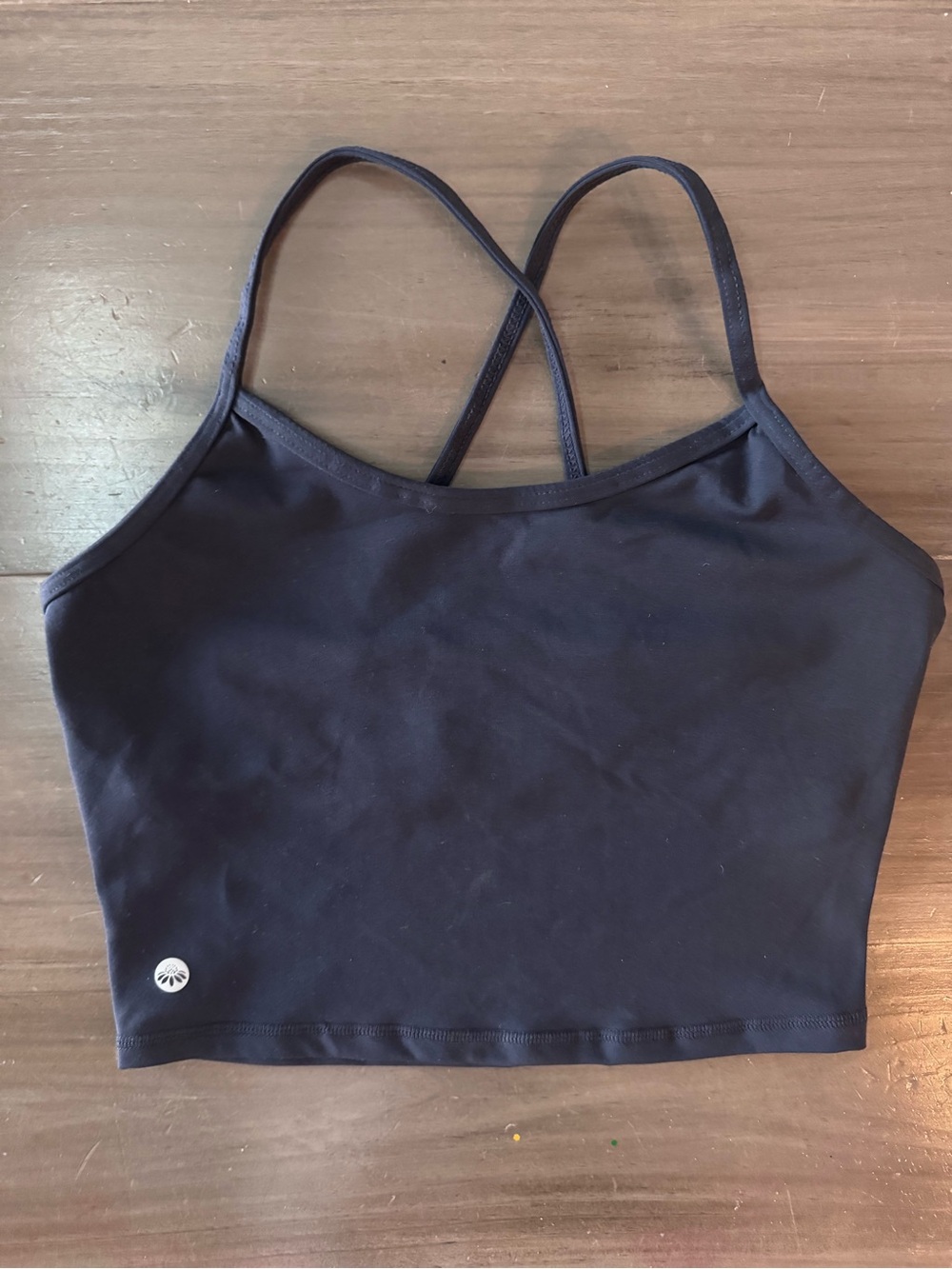 Senita Athletics Lux Thin Strap Crop Tank Navy Women’s M Built In Bra